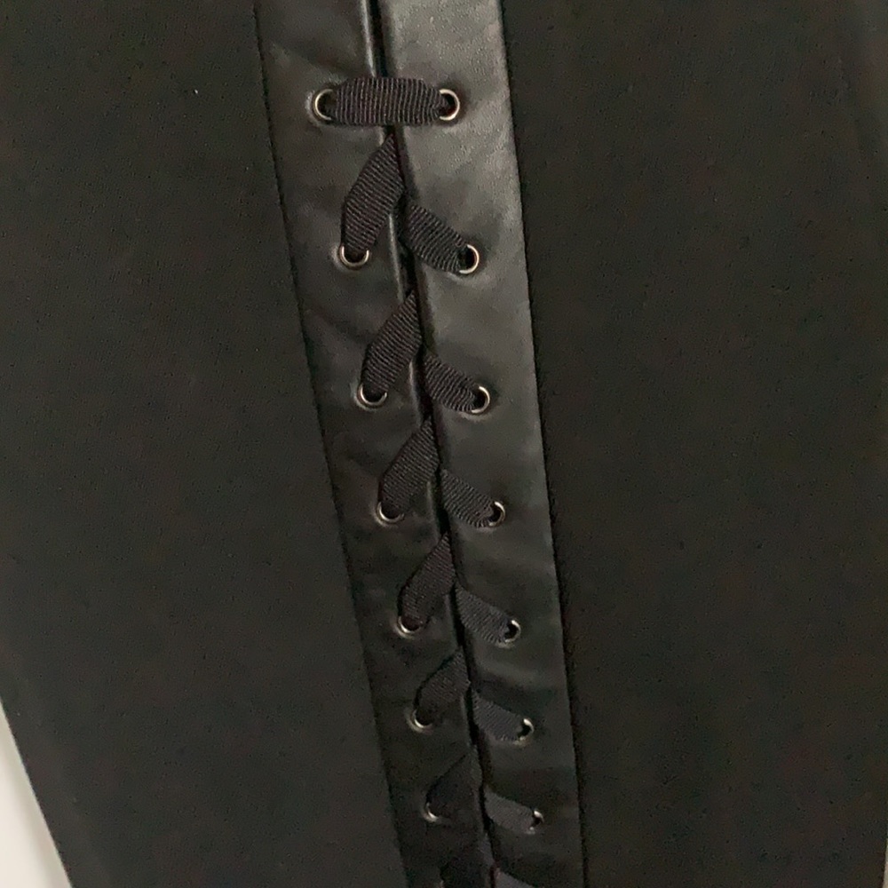 BCBG MaxAzria Black Pencil Skirt with Leather Lace-up on Back - Picture 4 of 5